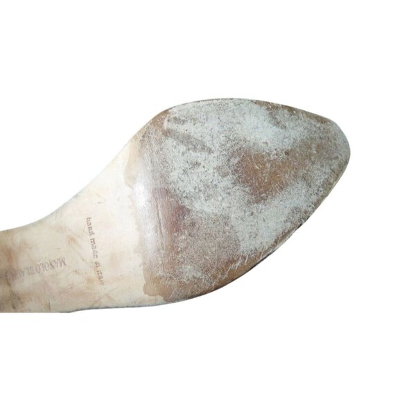 Manolo Blahnik Black Italian Suede Leather MaryJane Buckle pumps sz 38.5 or  8.5 - Picture 9 of 11